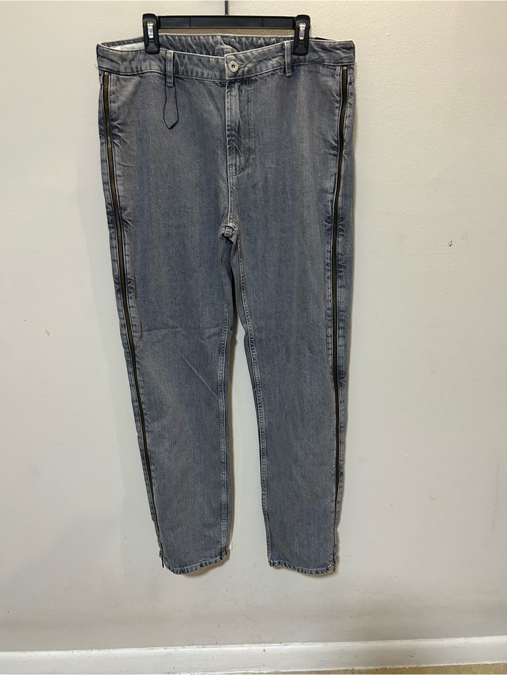 Zara Men Grey High-Rise Full Side-Zip Jeans Size 34 (EUR 44) NWOT 540